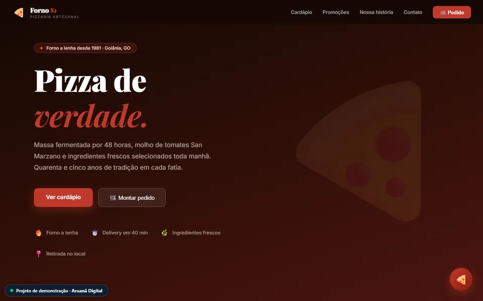 Prévia do site de demonstração Forno 81